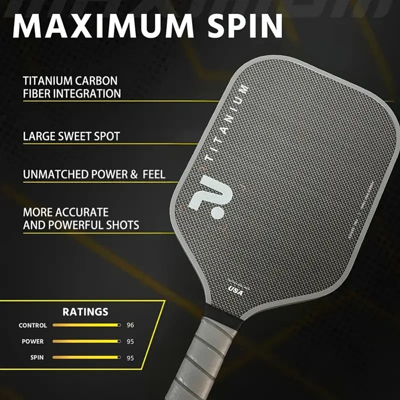 TITANIUM T700 Pickleball Paddle surface increases spin and control, 16mm polypropylene core, offensive, defensive
