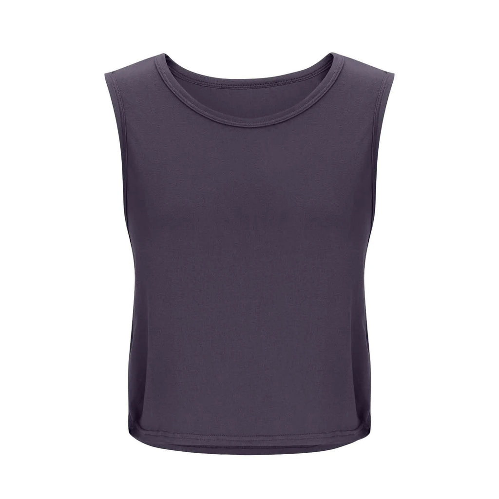 Women Sleeveless Yoga Tops Athletic Vest Breathable Blouse Cover Up Gym Workout Cool T-Shirt Running Short Tank Crop Top