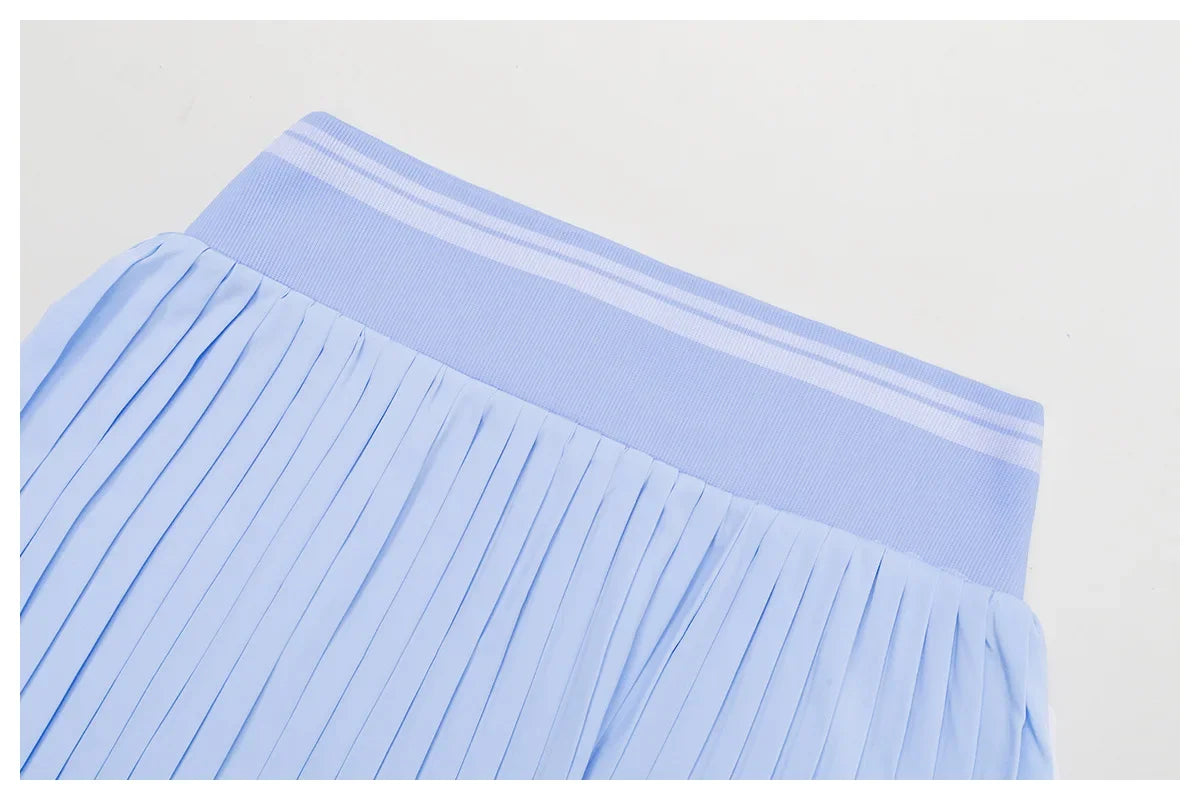 Summer Anti-Glare Tennis Skirts A-line Pleated Yoga Shorts Skirts Women High Waist Sports Fitness Skirt Gym Workout Sportswear