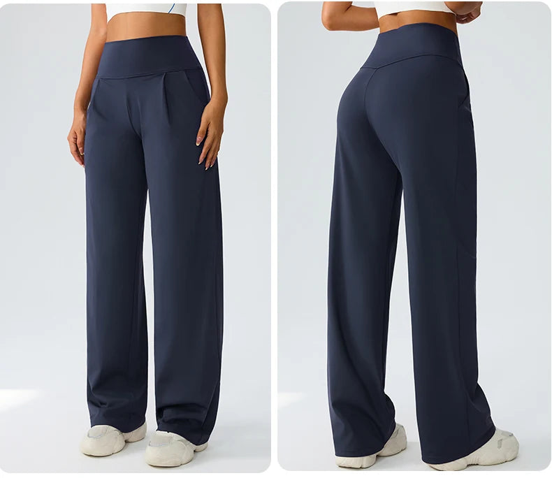 Yoga wide leg pants for women high waisted loose straight leg pants casual sports yoga pants women's outerwear
