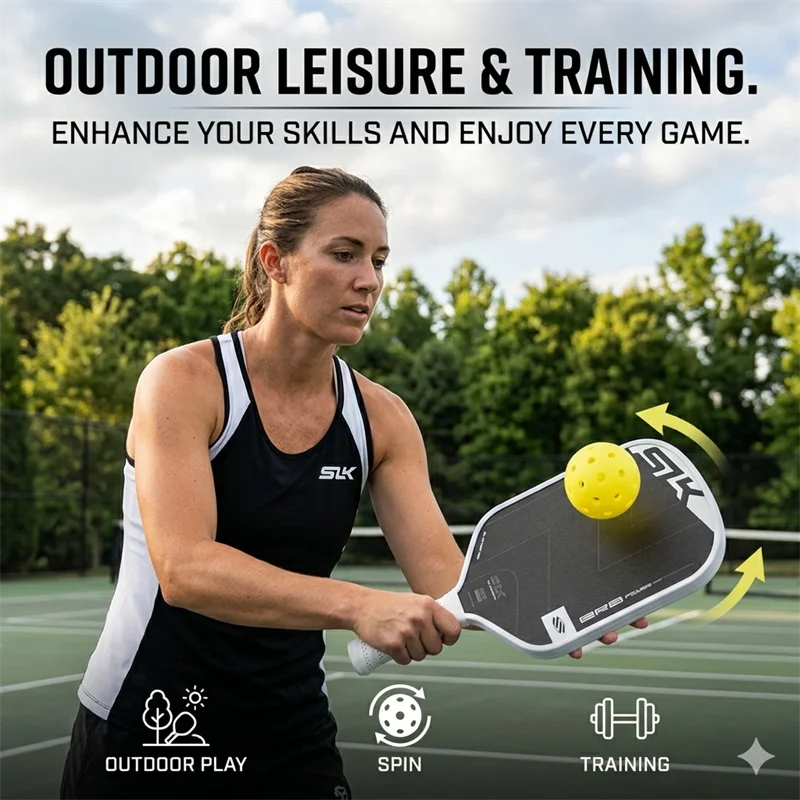 SLK ERA Power 16mm Pickleball Paddle USAP Approved Carbon Fiber Hybrid Face High Spin Large Sweet Spot for Training Competition