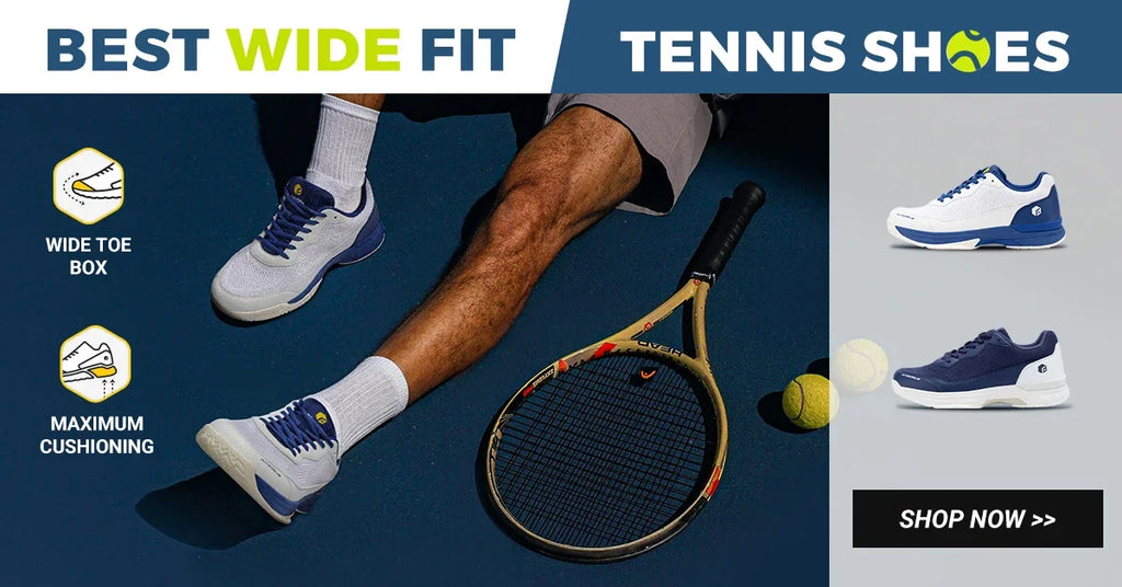 FitVille Men'S Tennis Shoes Wide Width 2E Professional Training Shoes Breathable Non-Slip For Racquet Sports With Arch Support