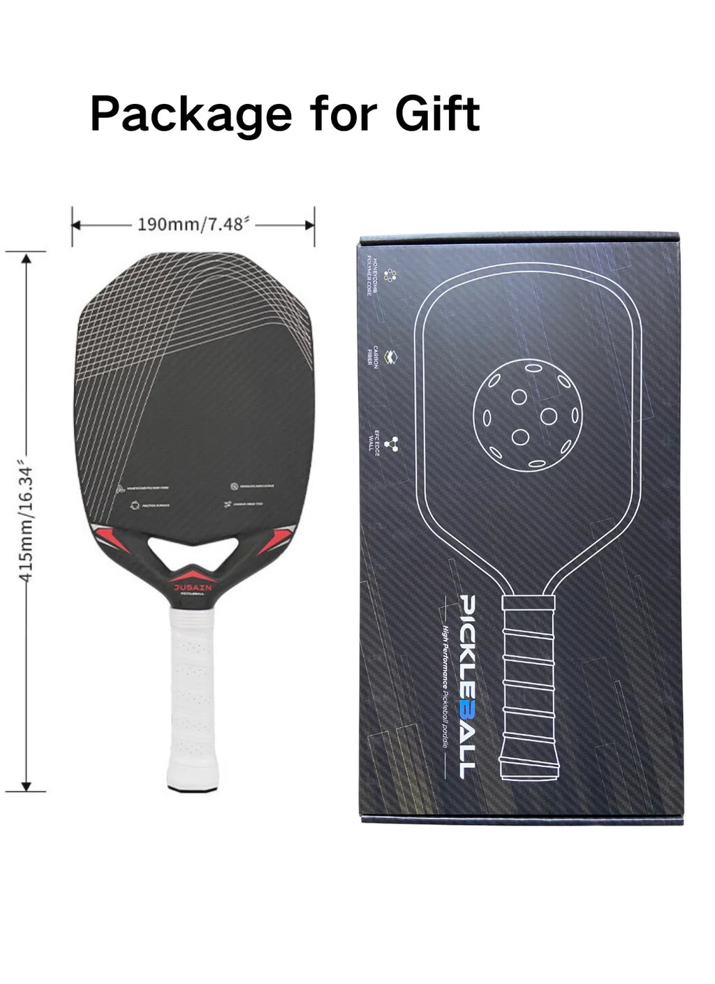 Duale Professional Pickleball Paddles Throat Design, Edgeless T700 Carbon Fiber Pickleball Paddle with 3K textured and PP Honeyc