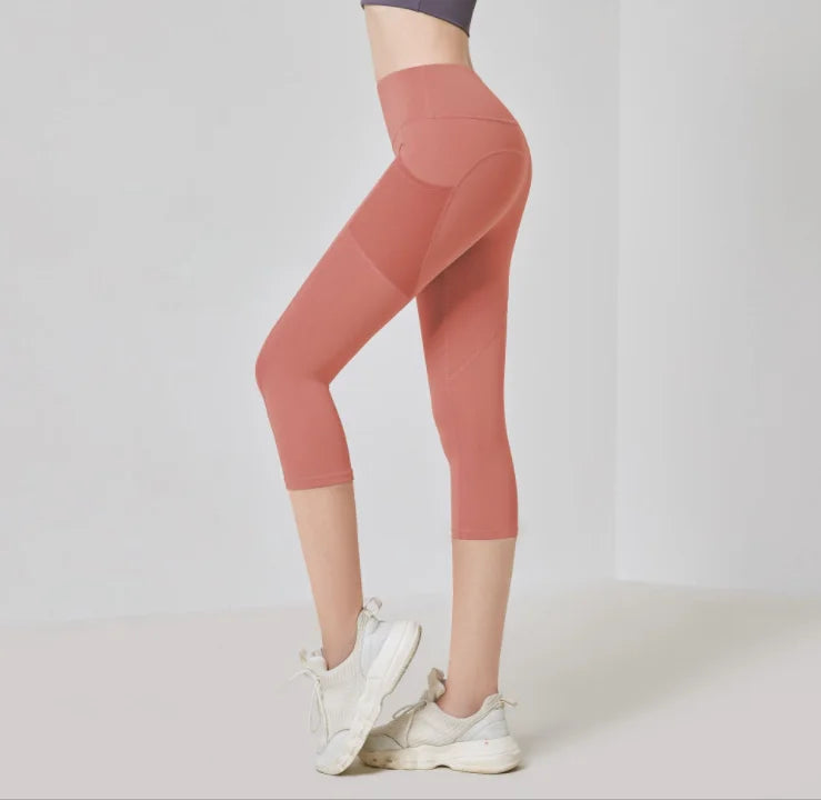 Yoga Pants Pockets Hip-lifting Bottoming Quick-drying Yoga Clothes Breathable Stretch Mesh Side Pockets Running Fitness Pants