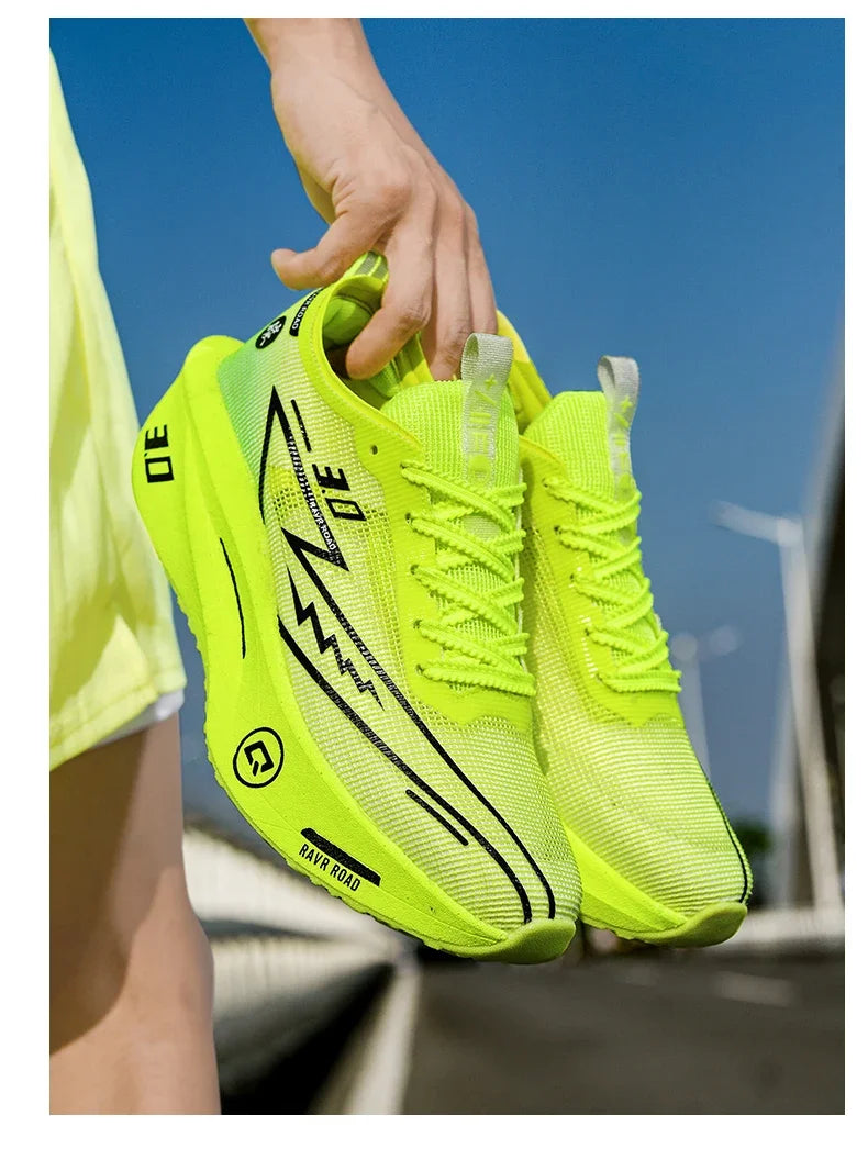 Women's Carbon Board Sneakers Anti-slip Cushioned Comfortable Racing Training Running Shoes Mesh Tennis Shoes Casual for Women