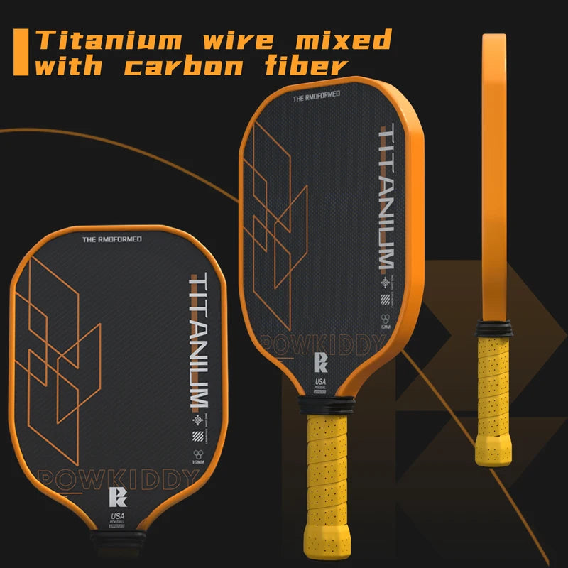 Pickleball Paddle Titanium Fiber Carbon Weave Heat Pressed Integrated Attack Type Professional Racket 16mm PP Honeycomb Core!