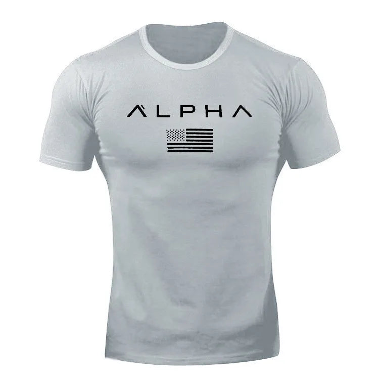 New Fitness Clothes Men's T-shirt Sports Outdoor Running Training Quick Dry round Neck Short Sleeve Youth Popular Geometric P...