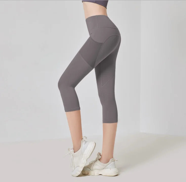 Yoga Pants Pockets Hip-lifting Bottoming Quick-drying Yoga Clothes Breathable Stretch Mesh Side Pockets Running Fitness Pants