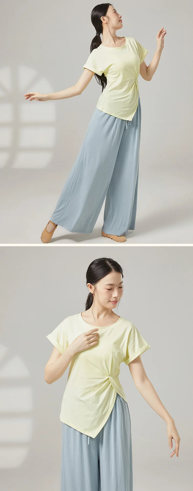 Cotton Yoga Top For Women Short Sleeve Breathable Soft Gym Fitness Top Classical Dance t-Shirt Modern Dance Running Active Wear