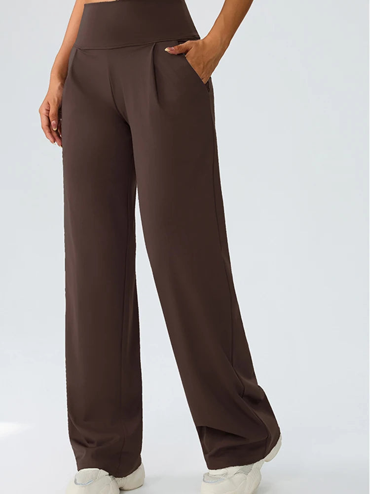Yoga wide leg pants for women high waisted loose straight leg pants casual sports yoga pants women's outerwear