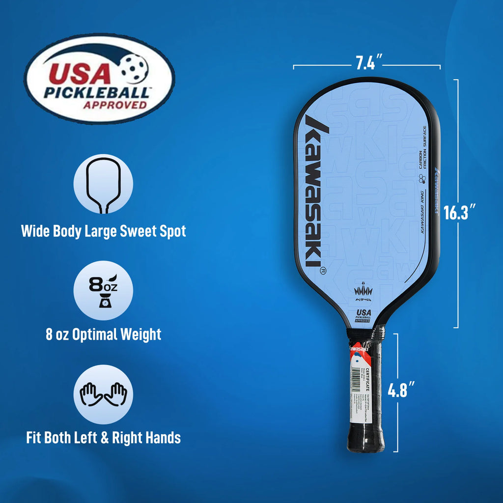Kawasaki KING 6 USAPA Approved Wide Body Large Sweet Spot pickleball paddle With Cover