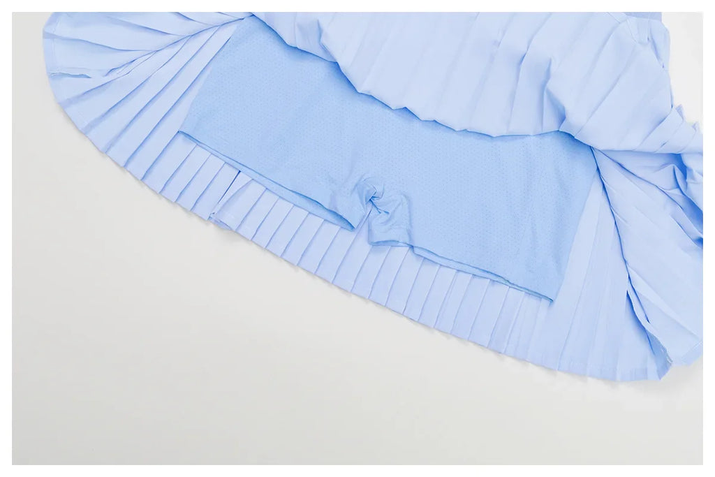 Summer Anti-Glare Tennis Skirts A-line Pleated Yoga Shorts Skirts Women High Waist Sports Fitness Skirt Gym Workout Sportswear