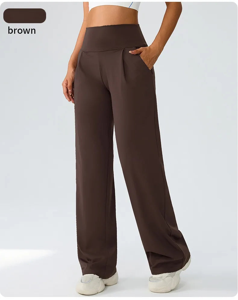 Yoga wide leg pants for women high waisted loose straight leg pants casual sports yoga pants women's outerwear