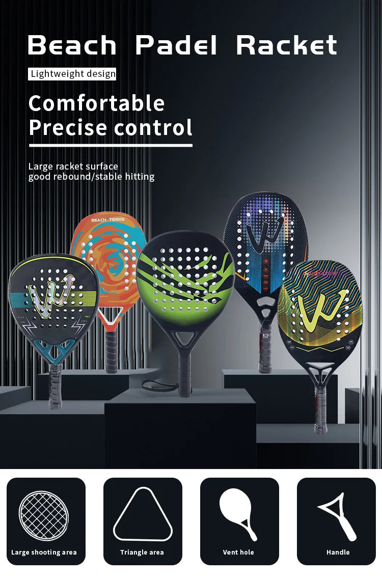 Customized Carbon Fiber Padel Racket 3K 12K 18K Beautiful Design Beach Tennis Paddle For Sports Use