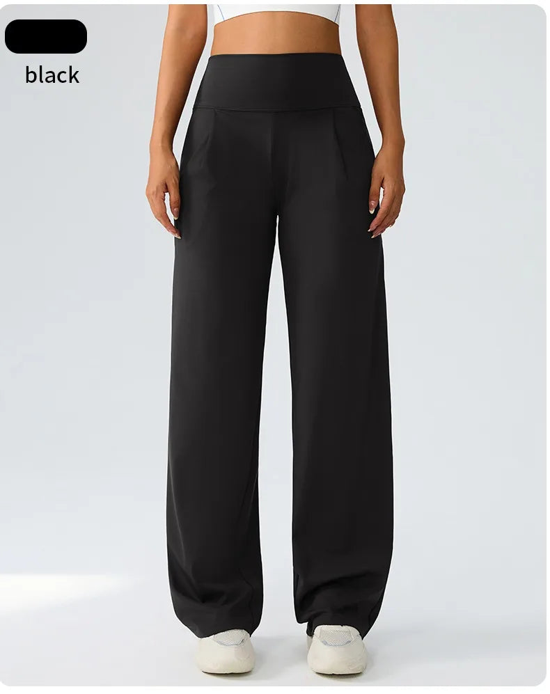Yoga wide leg pants for women high waisted loose straight leg pants casual sports yoga pants women's outerwear