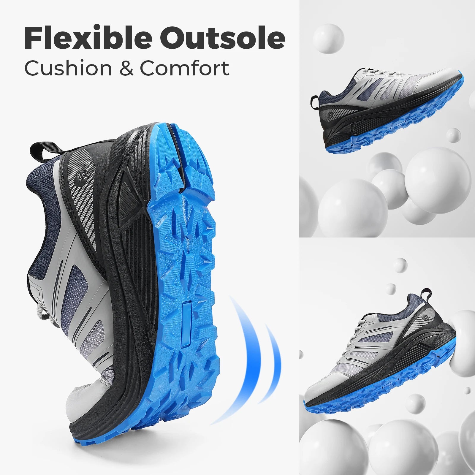 Fittington Extra Wide Men's Sports Shoes Cushioning Sneakers Trail Running Shoes For Men Heel Pain Plantar Fasciitis Relief