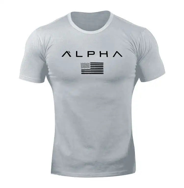 New Fitness Clothes Men's T-shirt Sports Outdoor Running Training Quick Dry round Neck Short Sleeve Youth Popular Geometric P...