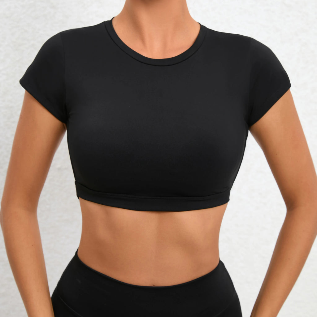 Sports Muscle Back Tee Without Padded Women Backless Sports Shirts Workout Gym Training Yoga T-Shirt Outdoor Open Back Tops