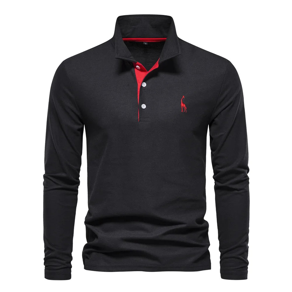 2026 New Polo T-shirts for Men High Grade Embroidery Solid Long Sleeve Golf Polo Shirts Spring Autumn Social Business Male Tops