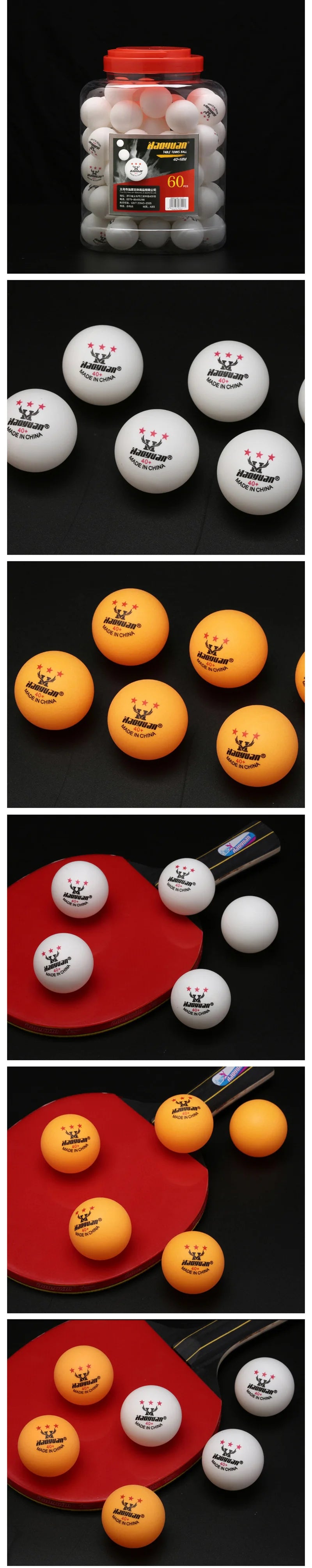 60Pcs Professional 3 Star Table Tennis Balls D40+mm 2.8g New Material ABS Plastic Ping Pong Ball Adult Training For Competition