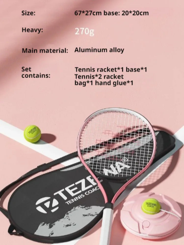 Aluminum Tennis Rackets Included Tennis and Bag Selftraining Outdoor Sports Equipment Racquet Set Youth Games for Beginner