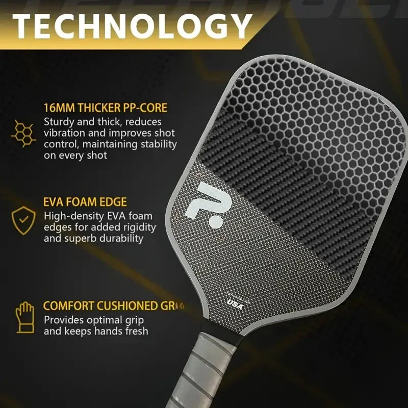 TITANIUM T700 Pickleball Paddle surface increases spin and control, 16mm polypropylene core, offensive, defensive