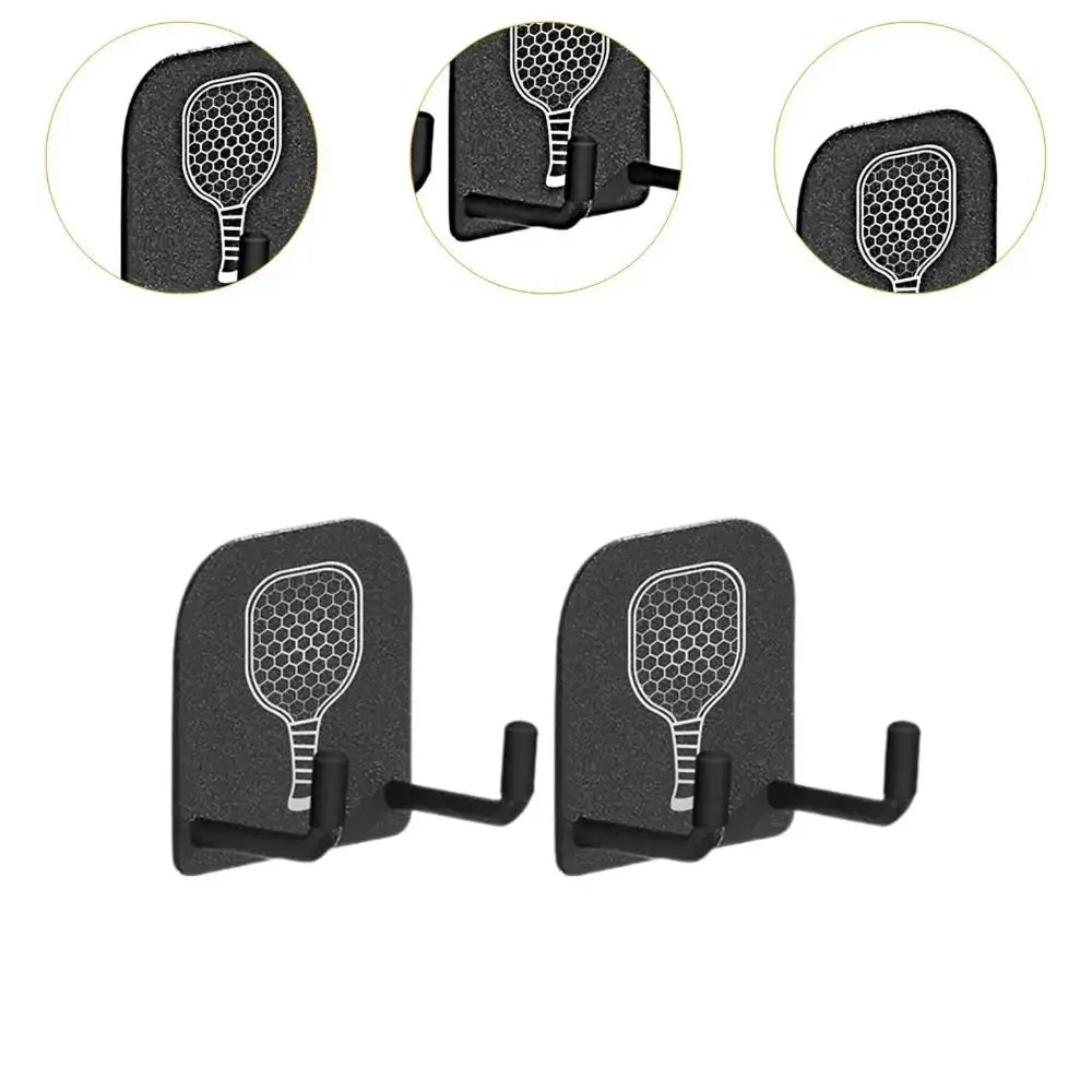 2Pcs Wall Mounted Pickleball Paddle Wall Rack Self-adhesive Punch-Free Pickleball Rackets Holder Aluminum Alloy Stable