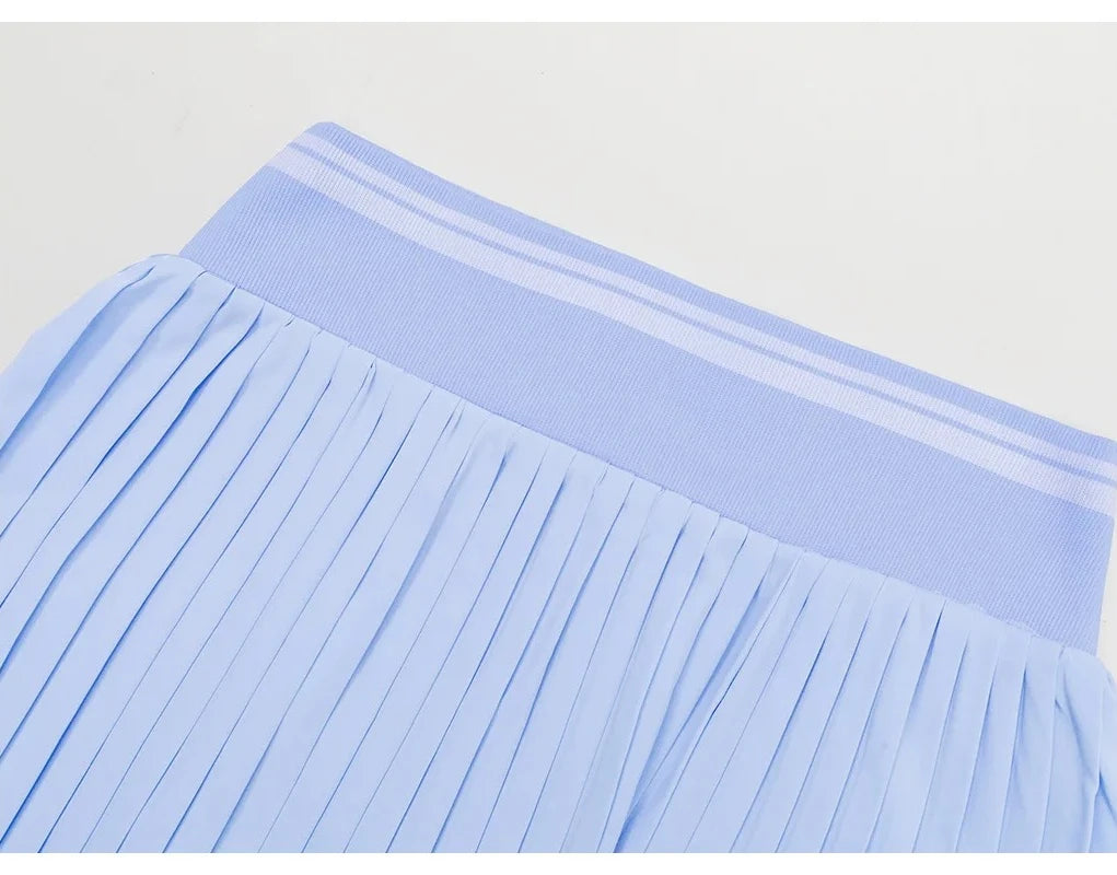 Summer Anti-Glare Tennis Skirts A-line Pleated Yoga Shorts Skirts Women High Waist Sports Fitness Skirt Gym Workout Sportswear