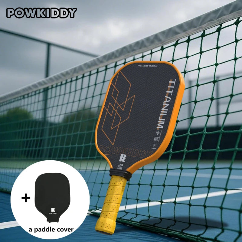 Pickleball Paddle Titanium Fiber Carbon Weave Heat Pressed Integrated Attack Type Professional Racket 16mm PP Honeycomb Core!