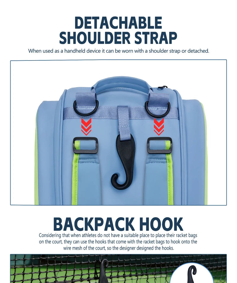 Professional Pickleball Racquet Backpack Large Capacity Waterproof Padel Pickleball Bag Shoe Compartment Padel Sporting Handbag