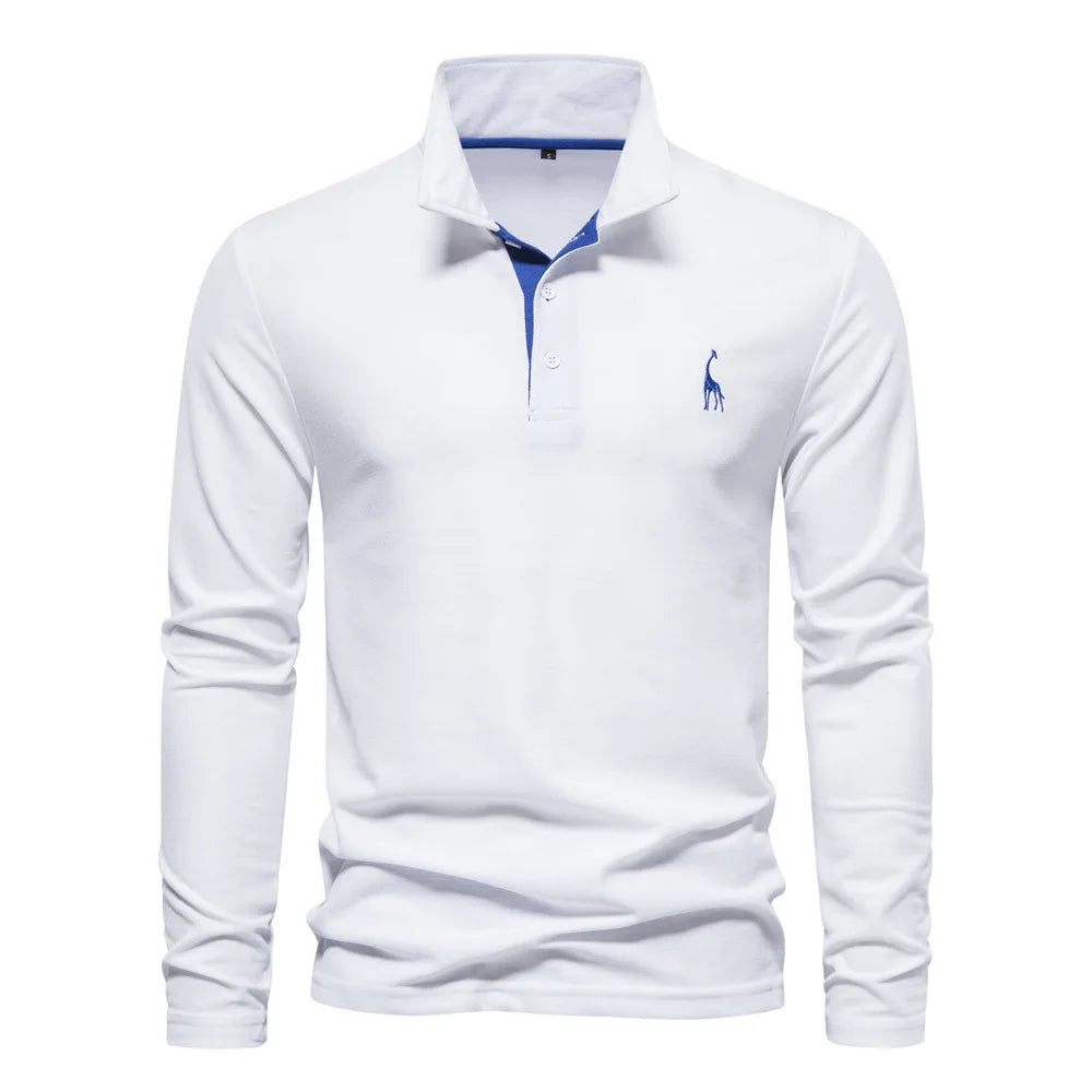 2026 New Polo T-shirts for Men High Grade Embroidery Solid Long Sleeve Golf Polo Shirts Spring Autumn Social Business Male Tops