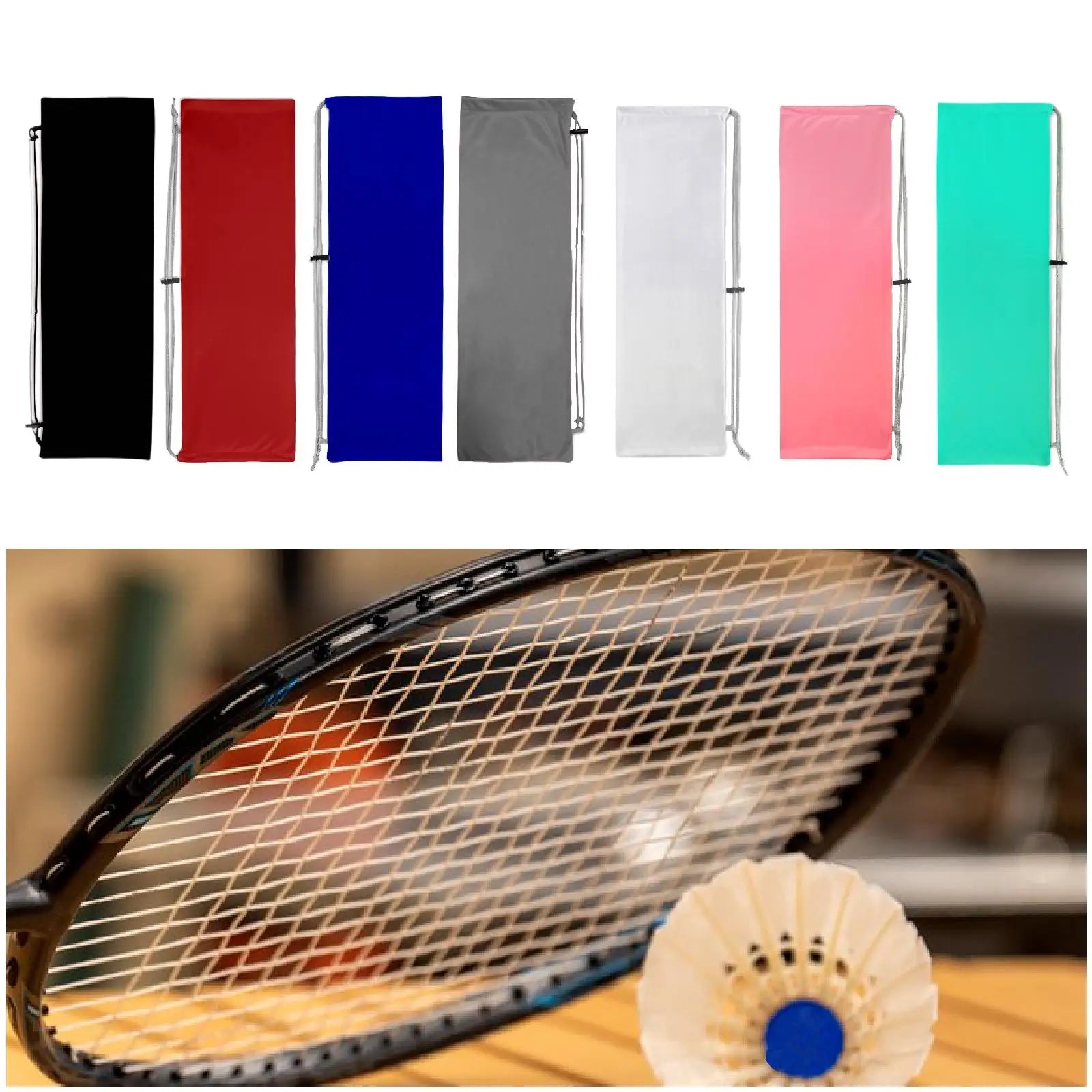 Badminton Racket Bag Pouch,Portable Drawstring Bag Soft Dustproof Protective Cover Case for Beginner Badminton Players