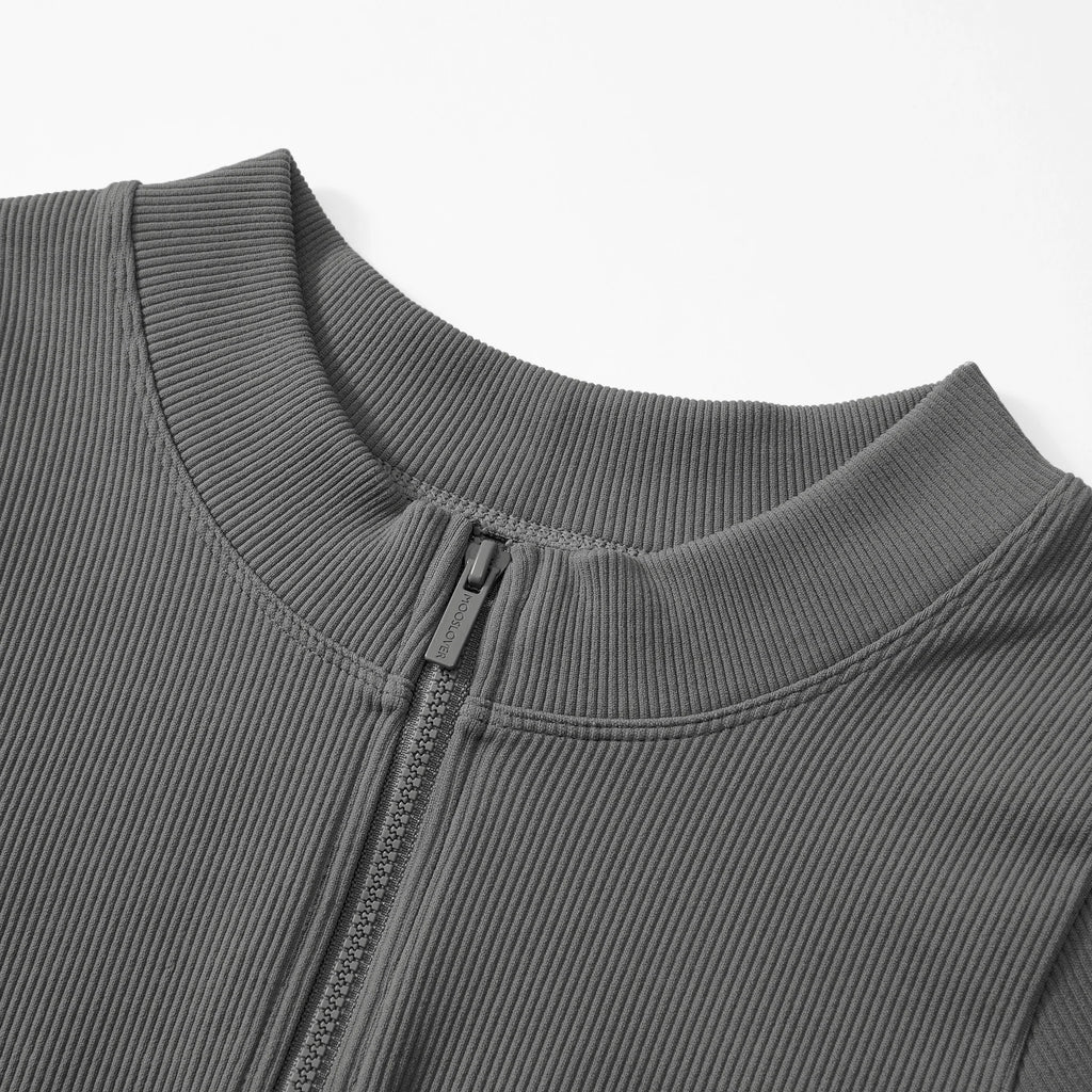 Yoga Shirt Woman Autumn Winter Ribbed Long Sleeve Sports Top Running Training Fitness Top Shockproof Zipper Yoga Tops Women