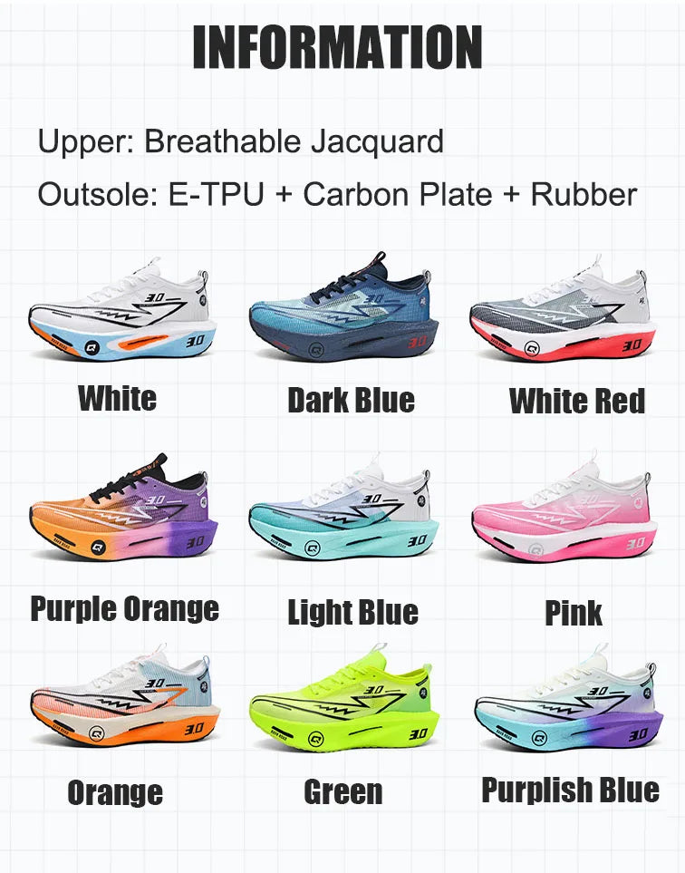 Women's Carbon Board Sneakers Anti-slip Cushioned Comfortable Racing Training Running Shoes Mesh Tennis Shoes Casual for Women