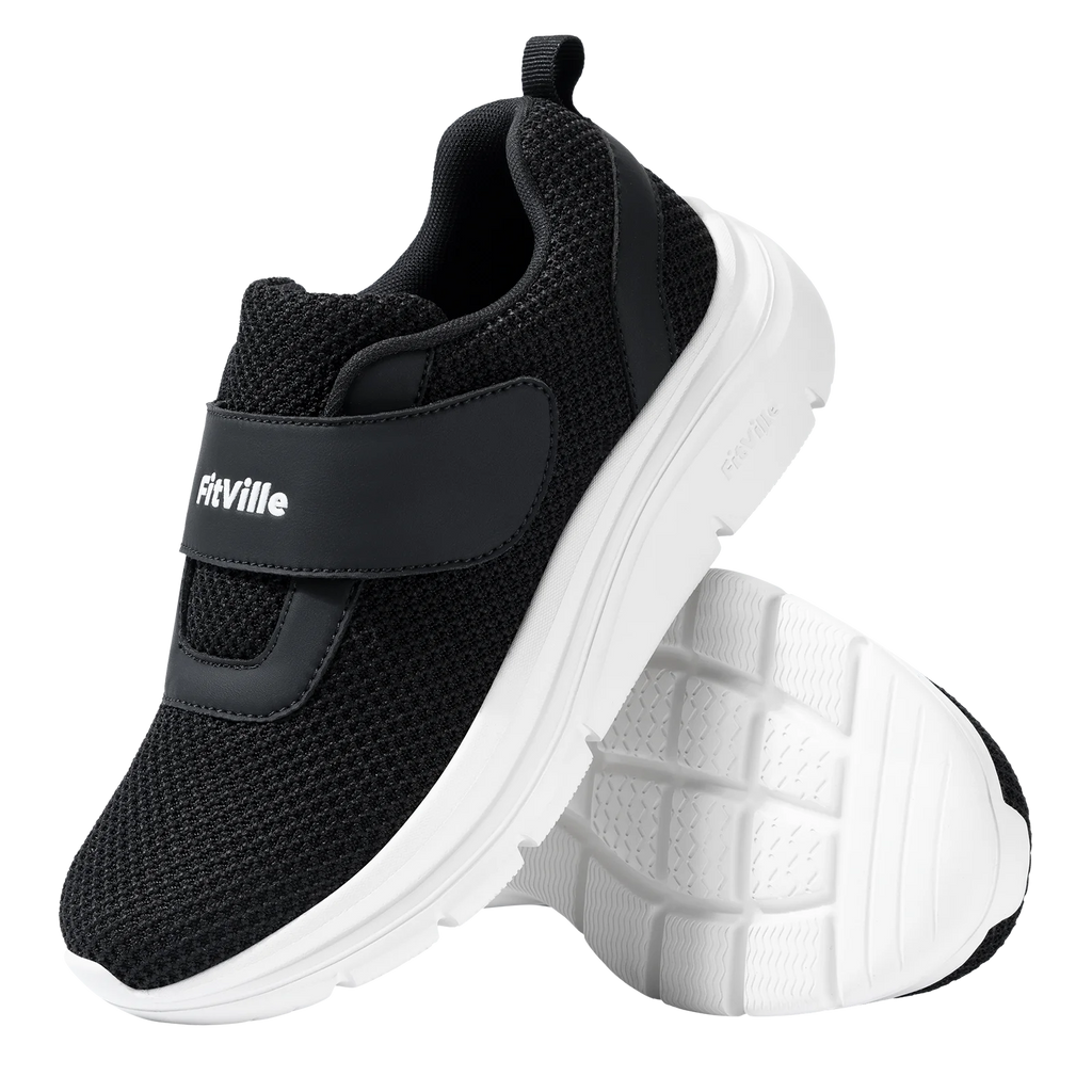 FitVille Women's Shoes Wide Diabetes Shoes Adjustable Strap for Swollen Feet Slip on Walking Lightweight Comfortable Sneakers