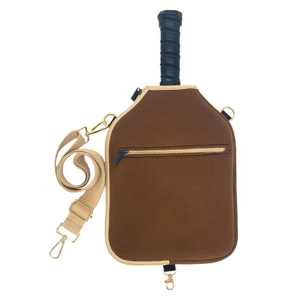 Large Capacity Pickleball Crossbody Bag Zipper Closure Waterproof Pickleball Paddle Cover Professional Adjustable Strap