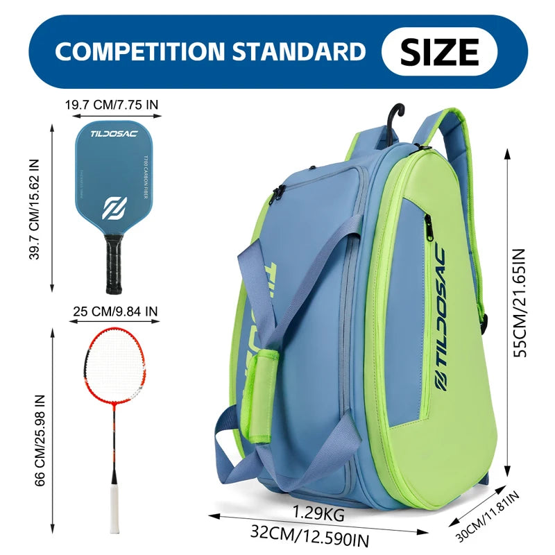 Professional Pickleball Racquet Backpack Large Capacity Waterproof Padel Pickleball Bag Shoe Compartment Padel Sporting Handbag