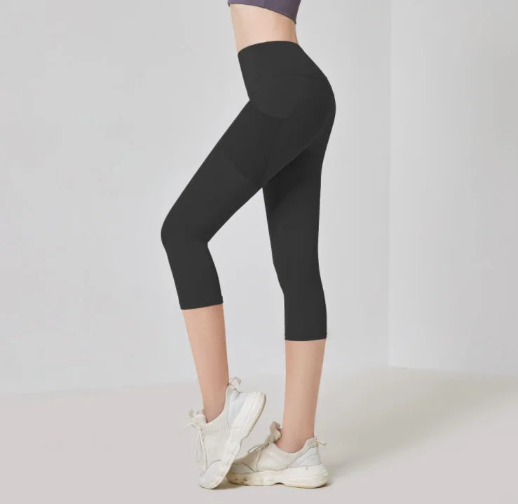 Yoga Pants Pockets Hip-lifting Bottoming Quick-drying Yoga Clothes Breathable Stretch Mesh Side Pockets Running Fitness Pants