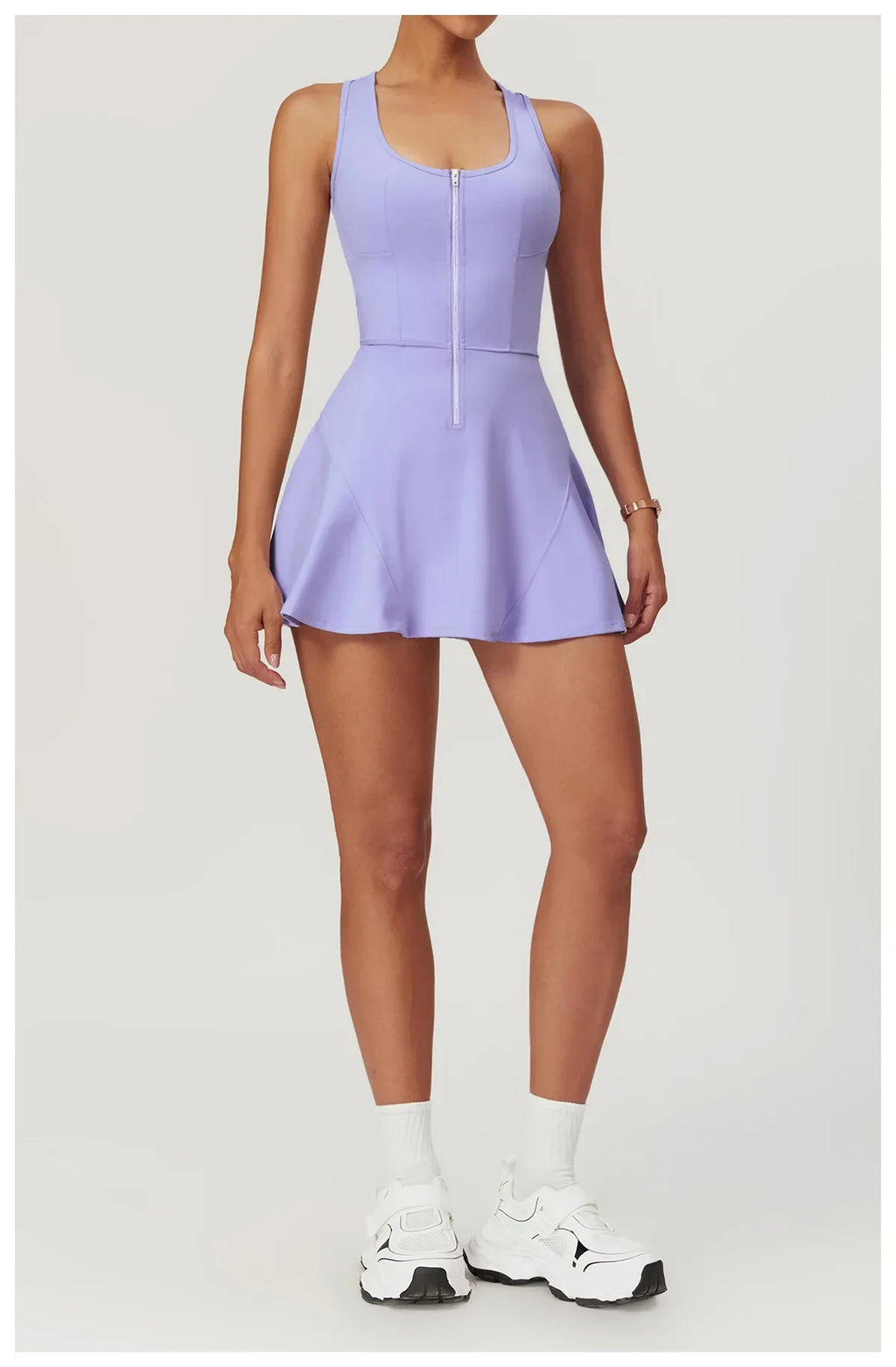 Women Tennis Dress with Short Zipper Anti emptied Stretchy Sports Skirt Wear for Fitness Gym Yoga Golf Badminton Clothing Set