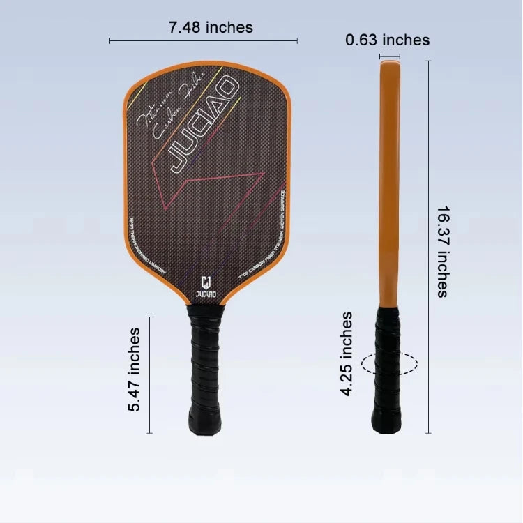 Carbon Fiber Orange Titanium Woven Surface Foam Build Edging Unibody Thermoformed Pickleball Paddle