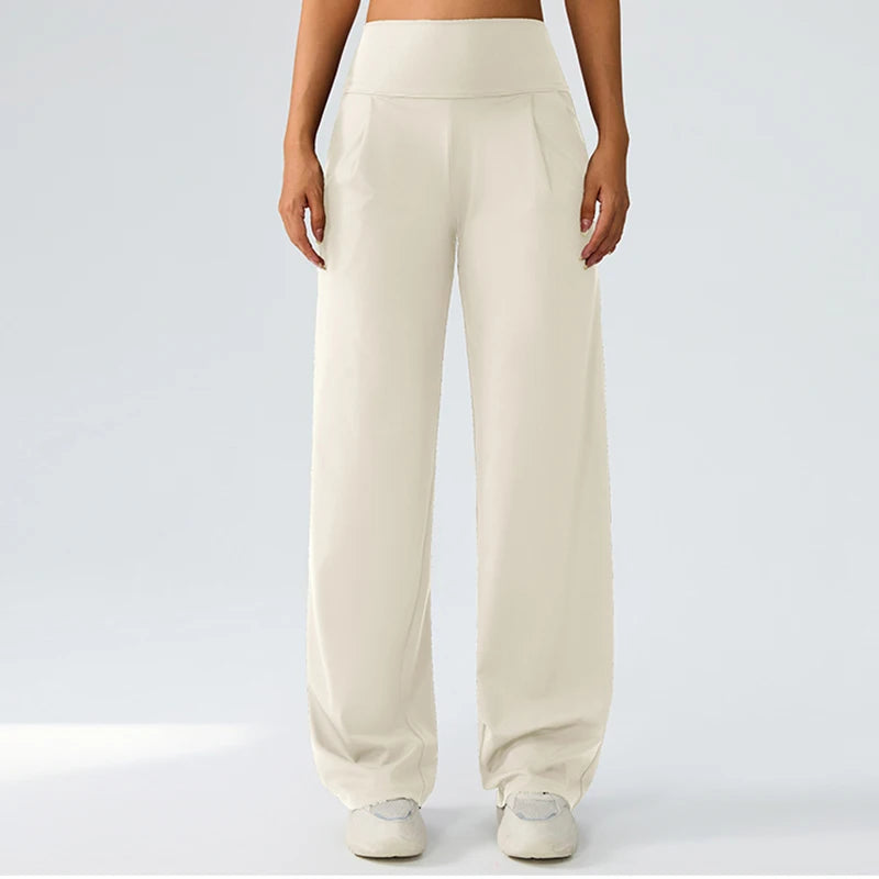 Yoga wide leg pants for women high waisted loose straight leg pants casual sports yoga pants women's outerwear