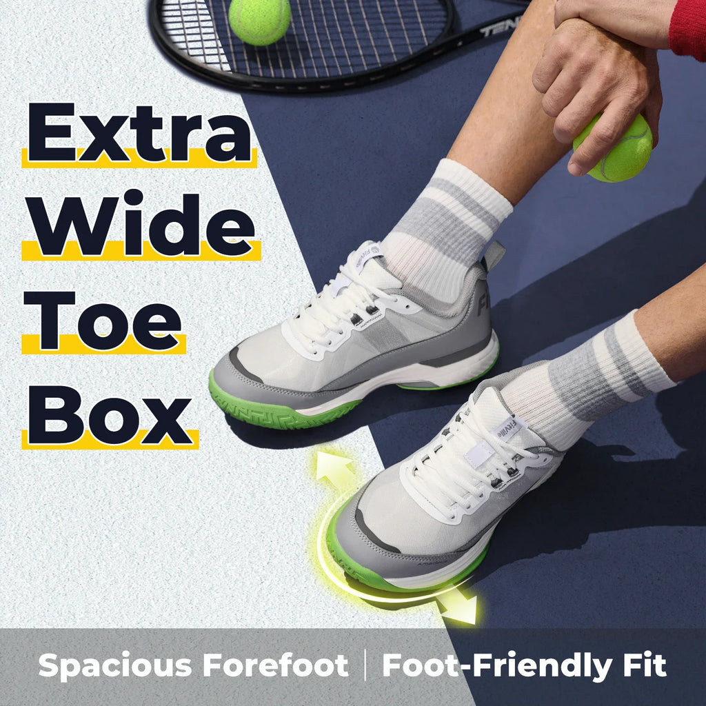 FitVille Wide Tennis Shoes For Men Pickleball Shoes Lightweight Breathable All Court Athletic With Arch Support & Wide Toe Box