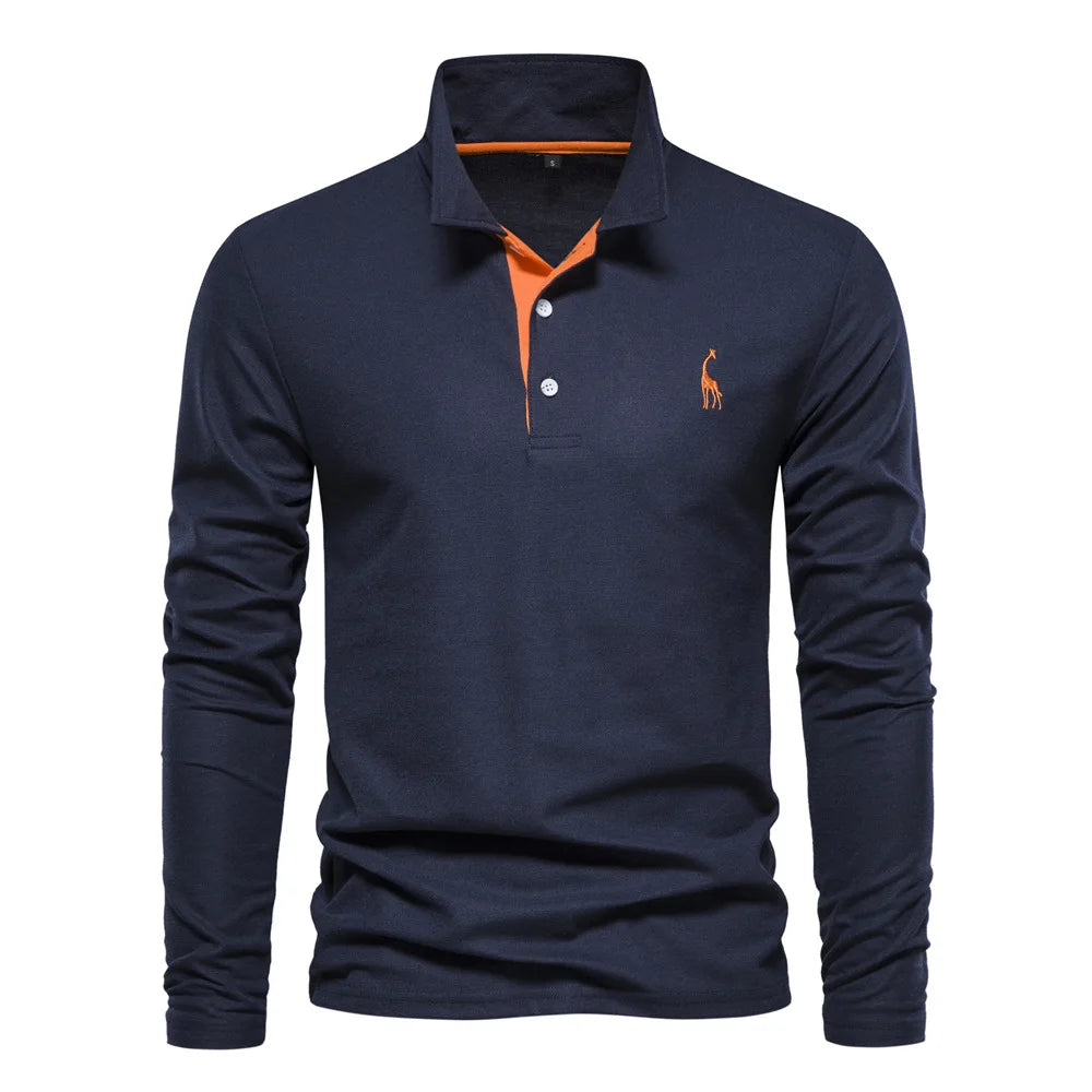 2026 New Polo T-shirts for Men High Grade Embroidery Solid Long Sleeve Golf Polo Shirts Spring Autumn Social Business Male Tops