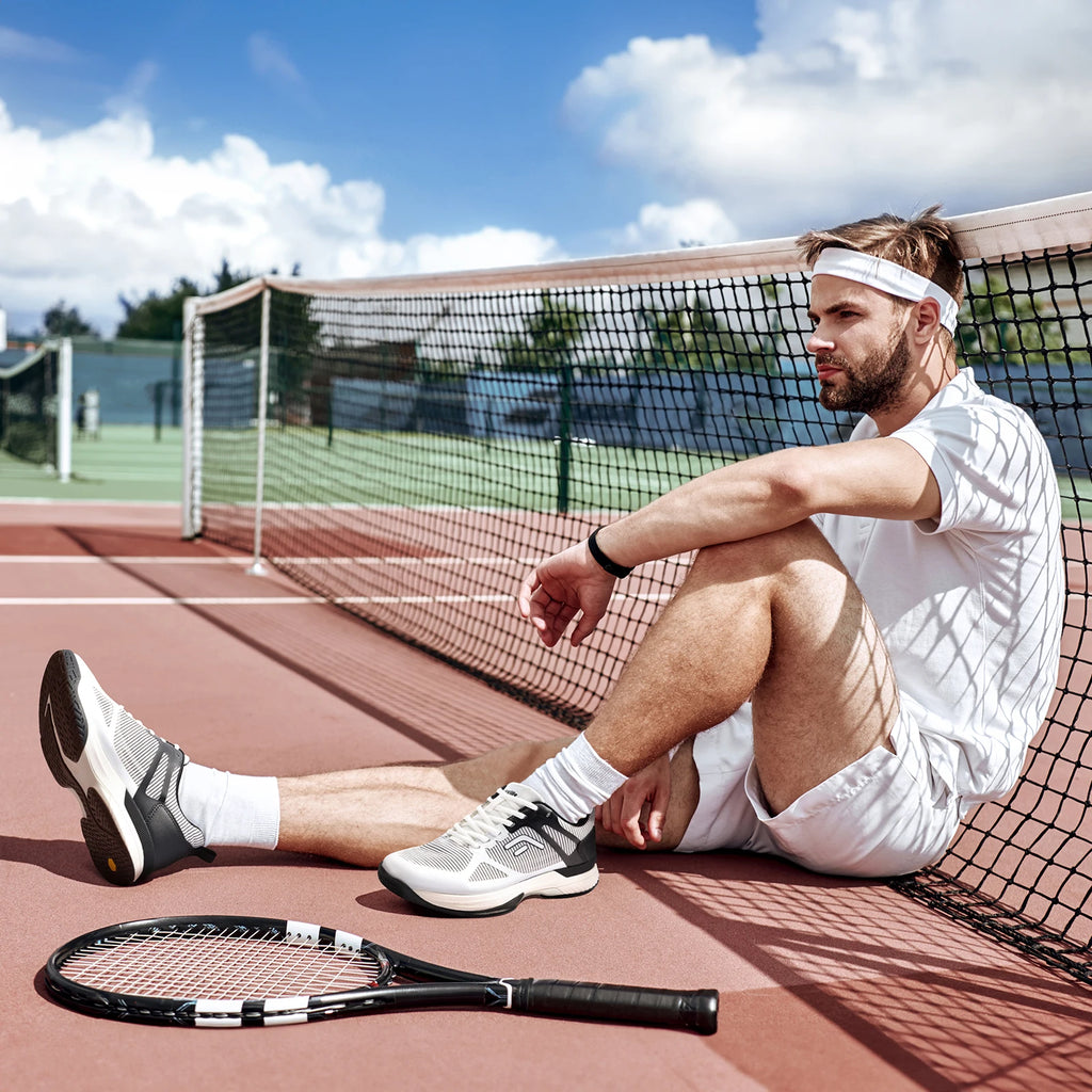 FitVille Men's Wide Pickleball Shoes Tennis Shoes Full Court Tennis Sneakers with Arch Support Lightweight Non-slip Sports Shoe