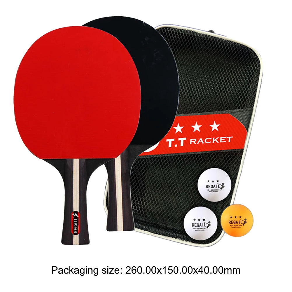 Table Tennis Racket 2 Rackets & 3 Balls Ping Pong Paddles Set Professional 2 Player Ping Pong Set with Bag for Tournament Play