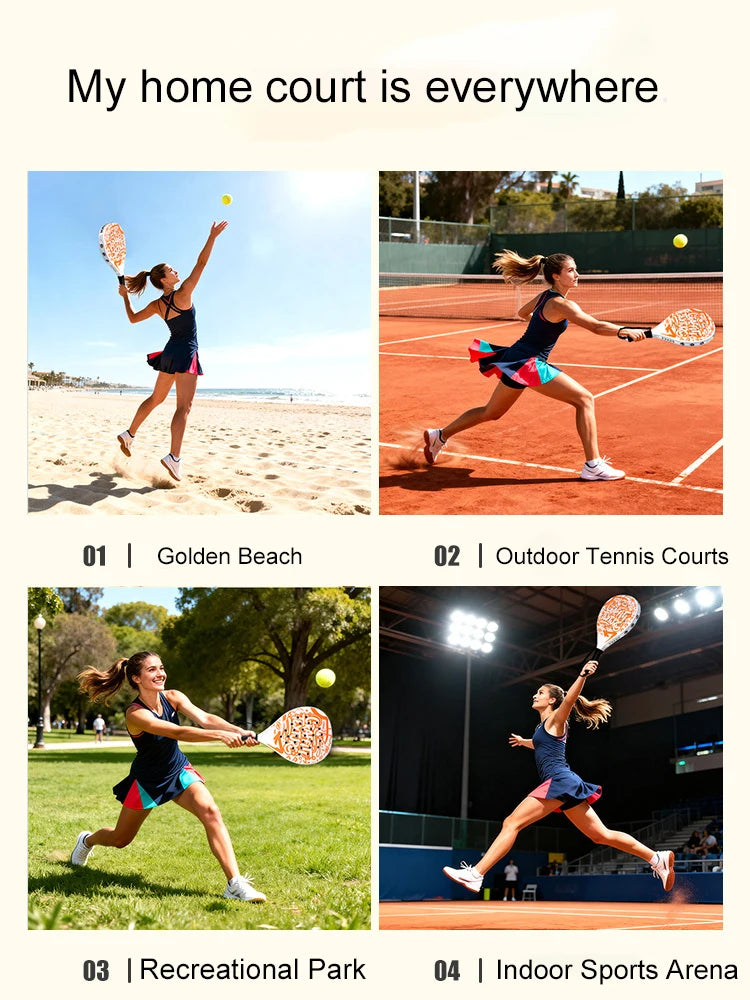 Padel Racket with Carbon Fiber Surface & EVA Memory Foam Core – Lightweight, Well-Balanced Padel for Beginners and Intermediate