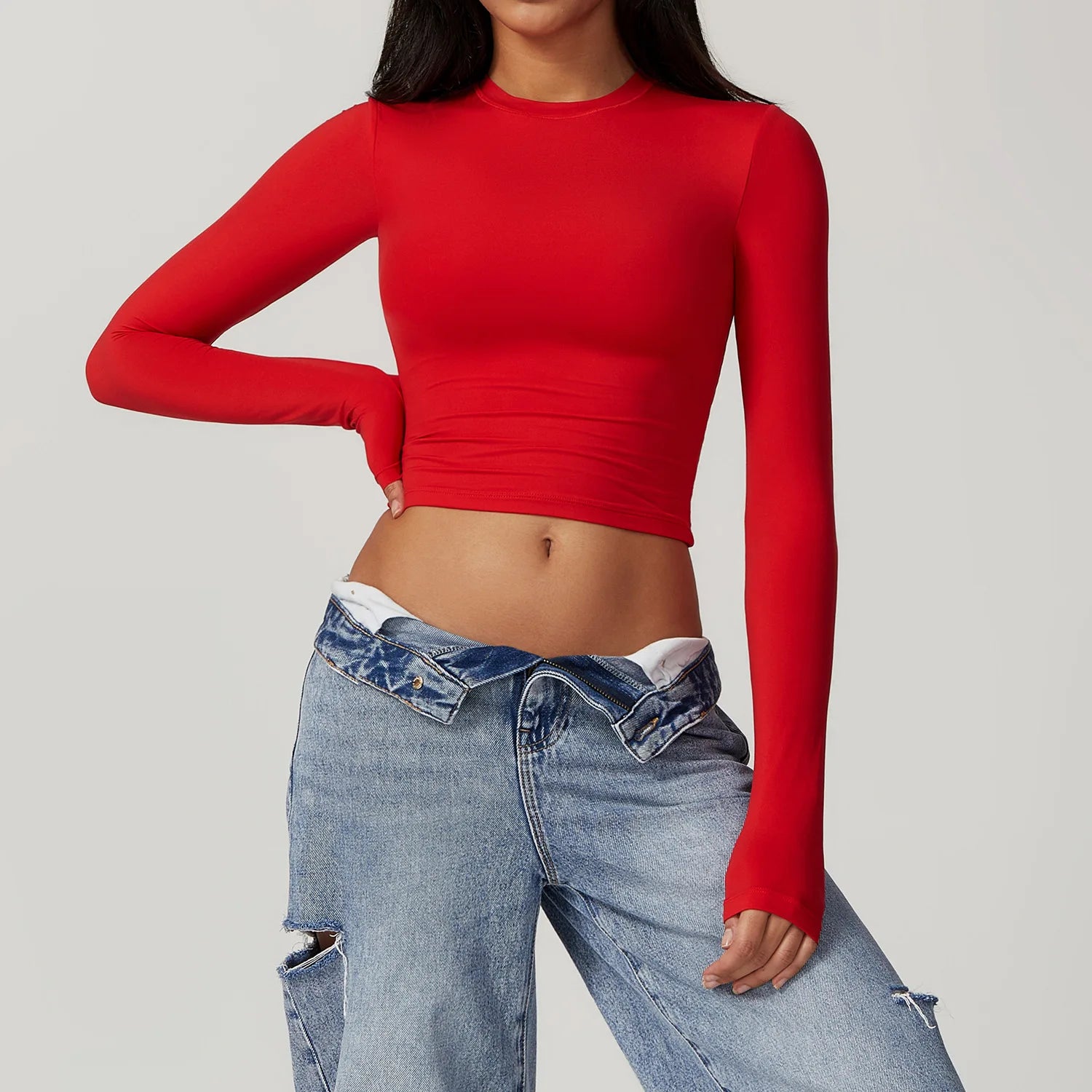 Yoga Shirts For Women Tops Fitness Running Long Sleeve Gym Clothes Push Up Workout Dry Fit Breathable High Elastic Sports Top
