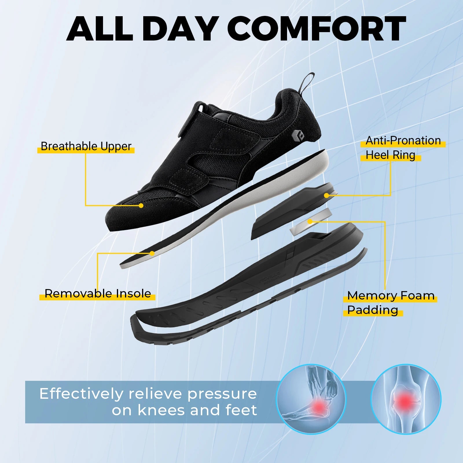 FitVille Diabetic Shoes For Women Wide Width Shoes With Strap Closure Slip-On Sneaker Lightweight Comfortable For Wide Feet