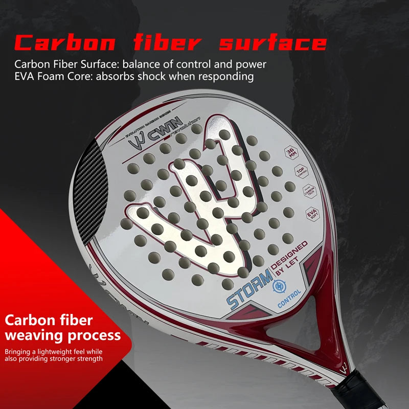 Carbon Fiber Padel Racket | Tennis Racket | Cricket Racket | Beach Racket | EVA Elastic Memory Core | For Women and Beginner!