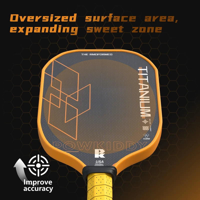 Pickleball Paddle Titanium Fiber Carbon Weave Heat Pressed Integrated Attack Type Professional Racket 16mm PP Honeycomb Core!